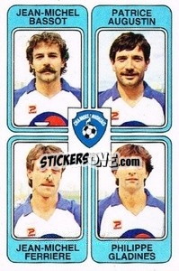 Cromo Jean-Michel Bassot / Patrice Augustin / Jean-Michel Ferriere / Philippe Gladines - Football France 1985-1986 n. 437 - Panini