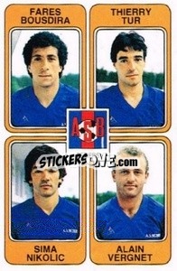 Figurina Fares Bousdira / Thierry Tur / Sima Nikolic / Alain Vergnet - Football France 1985-1986 n. 347 - Panini