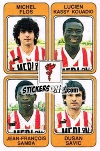 Cromo Michel Flos / Lucien Kassy Kouadio / Jean-Francois Samba / Dusan Savic - Football France 1985-1986 n. 350 - Panini