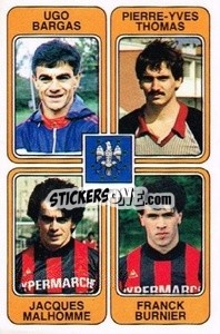 Cromo Yugo Bargas / Pierre-Yves Thomas / Jacques Malhomme / Franck Burnier - Football France 1985-1986 n. 363 - Panini