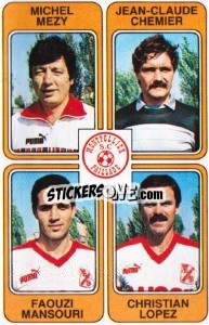 Figurina Michel Mezy / Jean-Claude Chemier / Faouzi Mansouri / Christian Lopez - Football France 1985-1986 n. 375 - Panini