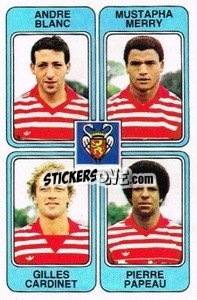 Figurina Andre Blanc / Mustapha Merry / Gilles Cardinet / Pierre Papeau - Football France 1985-1986 n. 458 - Panini