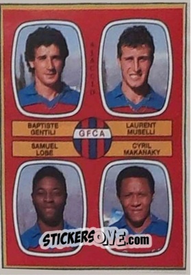 Cromo Baptiste Gentili / Laurent Muselli / Samuel Lobe / Cyril Makanaky - Football France 1986-1987 n. 395 - Panini