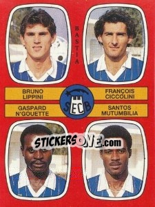 Sticker Bruno Lippini / Francois Ciccolini / Gaspard N'Gouette / Santos Mutumbilia - Football France 1986-1987 n. 401 - Panini