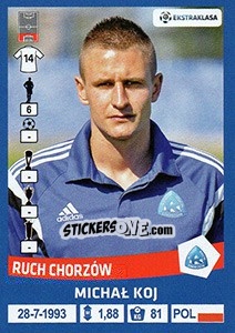 Figurina Michal Koj - Ekstraklasa 2015-2016 n. 256 - Panini