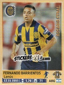 Cromo Barrientos - Fùtbol Argentino 2014 n. 261 - Panini