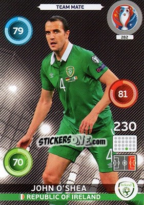 Figurina John O'Shea - UEFA Euro France 2016. Adrenalyn XL n. 282 - Panini