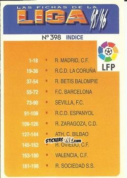 Figurina Indice - Las Fichas De La Liga 1995-1996 n. 398 - Mundicromo