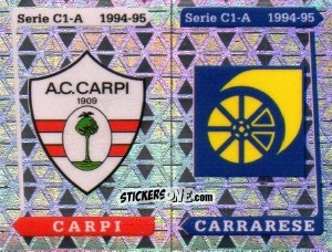 Figurina Stemma Carpi / Carrarese - Calciatori 1994-1995 n. 555 - Panini