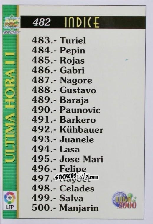 Figurina Ultima Hora II - Las Fichas De La Liga 1999-2000 n. 482 - Mundicromo