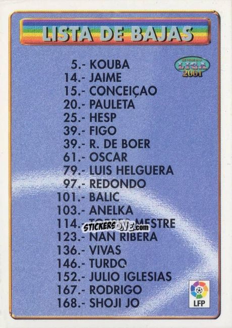 Cromo Ind.Bajas - Las Fichas De La Liga 2000-2001 n. 457 - Mundicromo