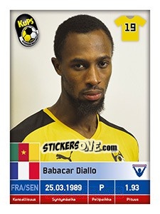 Figurina Babacar Diallo - Veikkausliiga 2016 n. 235 - Carouzel