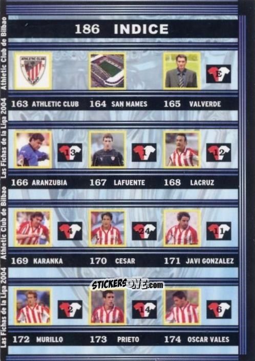 Cromo Indice - Las Fichas De La Liga 2003-2004 n. 186 - Mundicromo