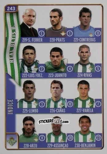Cromo Indice - Las Fichas De La Liga 2004-2005 n. 243 - Mundicromo