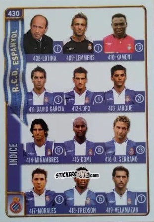 Cromo Indice - Las Fichas De La Liga 2004-2005 n. 430 - Mundicromo
