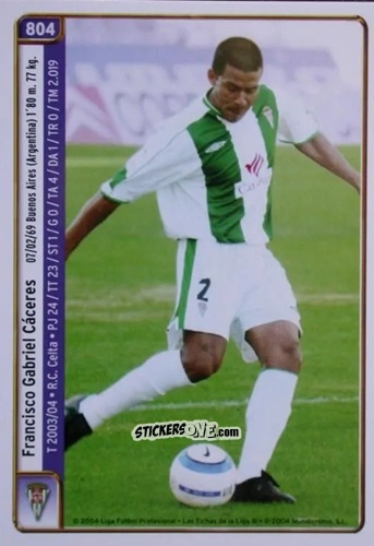 Cromo Cáceres / Juanmi - Las Fichas De La Liga 2004-2005 n. 804 - Mundicromo