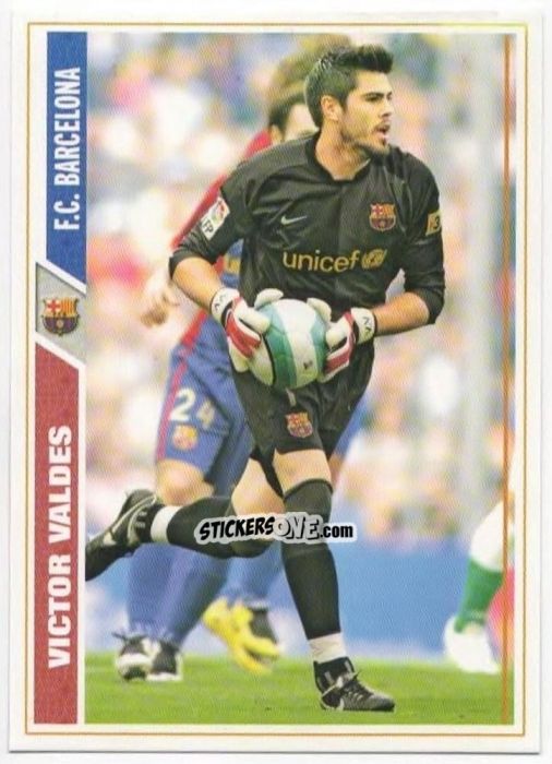 Sticker Víctor Valdés - Las Fichas De La Liga 2007-2008 n. 32 - Mundicromo