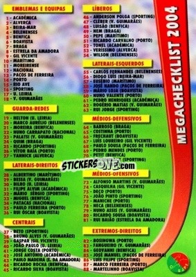 Cromo Checklist - Megacraques 2003-2004 n. 143 - Panini