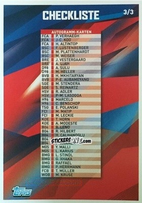 Cromo Checklist 3 - Bundesliga Chrome 2015-2016 n. CL3 - Topps