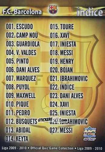 Cromo Indice - Campeonato Nacional De Liga 2009-2010 n. 22 - Mundicromo