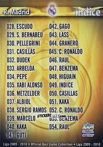 Cromo Indice - Campeonato Nacional De Liga 2009-2010 n. 49 - Mundicromo