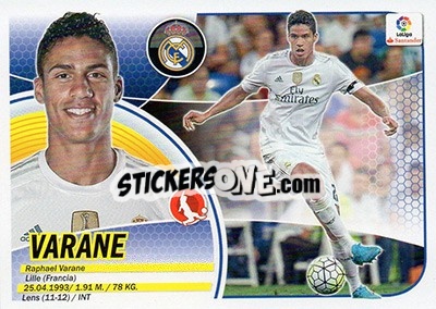 Figurina Varane (6A) - Liga Spagnola 2016-2017 n. 407 - Colecciones ESTE