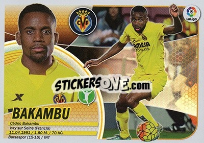 Figurina Bakambu (15) - Liga Spagnola 2016-2017 n. 627 - Colecciones ESTE