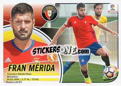 Figurina 29. Fran Mérida (CA Osasuna) - Liga Spagnola 2016-2017 n. 709 - Colecciones ESTE