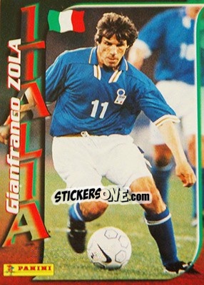 Figurina Gianfranco Zola - Azzurri ai Mondiali 1998 n. 36 - Panini
