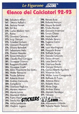 Figurina Checklist - Italian League 1993 n. CL3 - Score